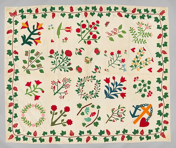 Quilt top, appliqued
