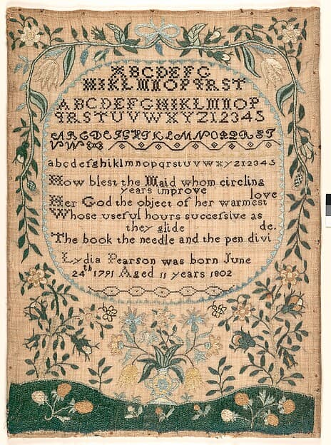Sampler, by Lydia Pearson