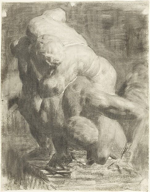 Two Male Figures Wrestling, by Thomas Anshutz