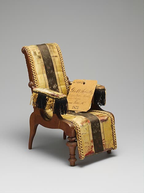 Patent model for adjustable reclining chairs, by George A. Schastey