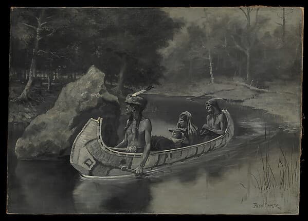 Pitched It Sheer into the River . . . Where It Still Is Seen in the Summer, by Frederic Remington