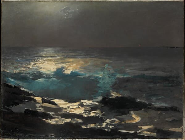Moonlight, Wood Island Light, by Winslow Homer