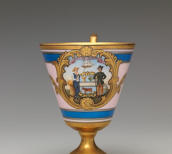 Continental footed porcelain cup, Delaware, by Joseph S. Potter