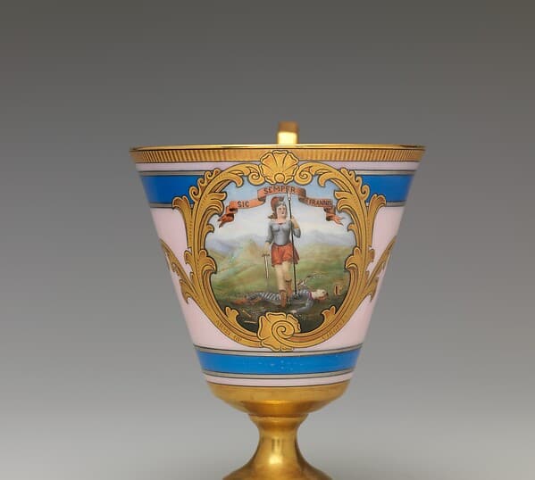 Continental footed porcelain cup, Virginia, by Joseph S. Potter