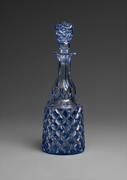 Decanter with stopper, by Brooklyn Flint Glass Company