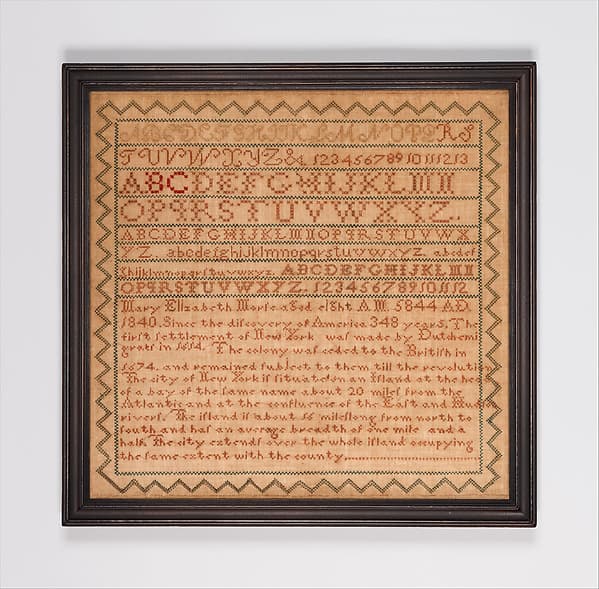 Sampler, by Mary Elizabeth Morse