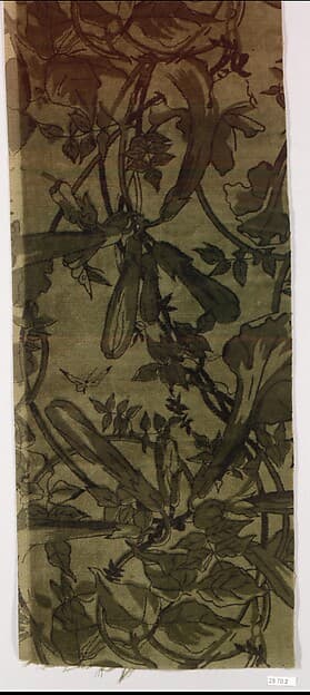 Trumpet-vine textile, by Associated Artists