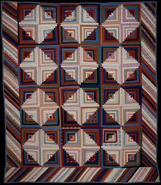 Quilt, Log Cabin pattern, Light and Dark variation