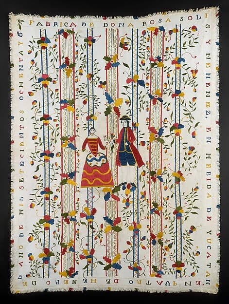 Embroidered coverlet (Colcha), by Doña Rosa Solís y Menéndez