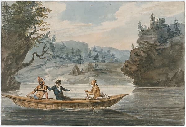 Two Indians and a White Man in a Canoe, by Pavel Petrovich Svinin