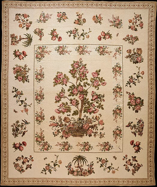 Chintz appliquéd quilt, by Mary Malvina Cook Taft