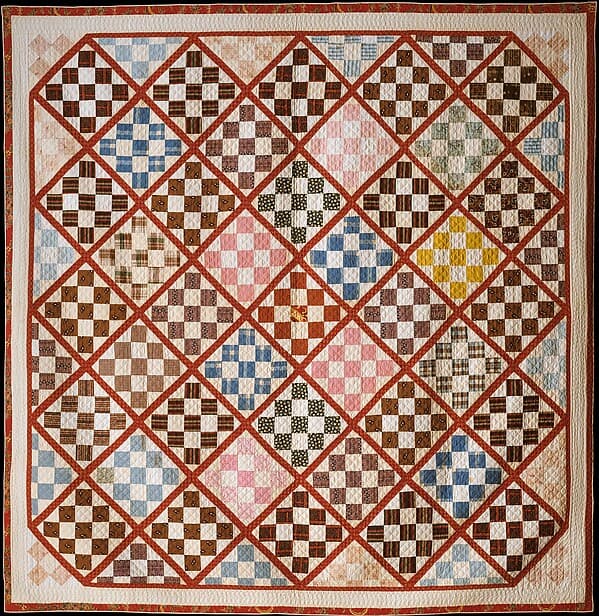 Quilt, Nine Patch pattern variation, by Rebecca Davis