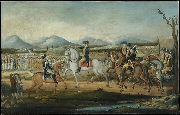 Washington Reviewing the Western Army at Fort Cumberland, Maryland, by Frederick Kemmelmeyer