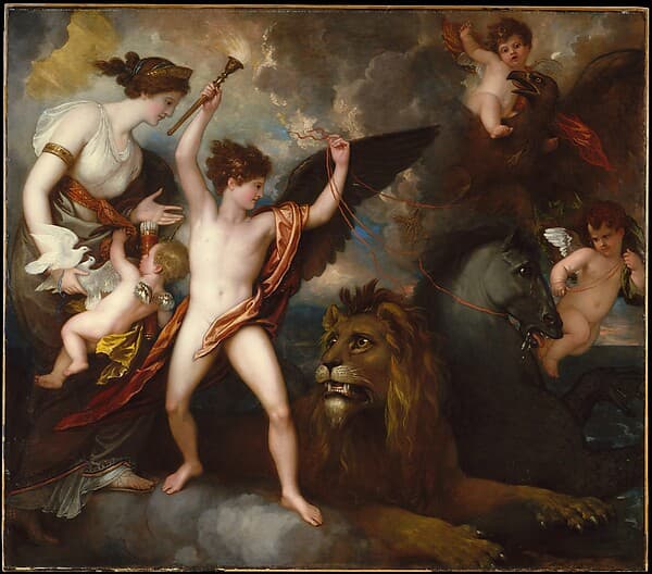 Omnia Vincit Amor, or The Power of Love in the Three Elements, by Benjamin West