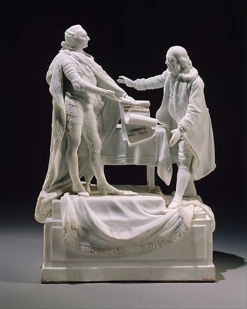 Figure of Louis XVI and Benjamin Franklin, by Charles-Gabriel Sauvage, called Lemire pere