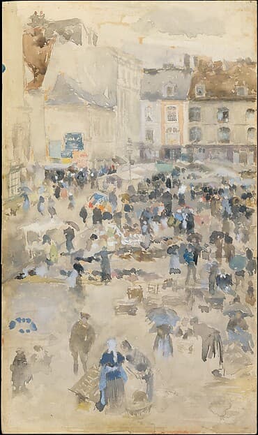 Variations in Violet and Grey—Market Place, Dieppe, by James McNeill Whistler