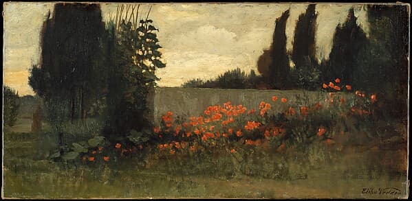 Cypress and Poppies, by Elihu Vedder