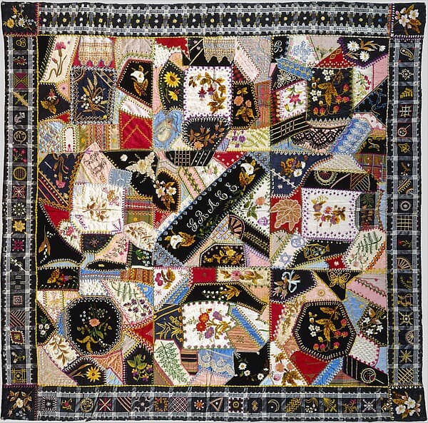 Quilt (or decorative throw), Crazy pattern, by Tamar Horton Harris North