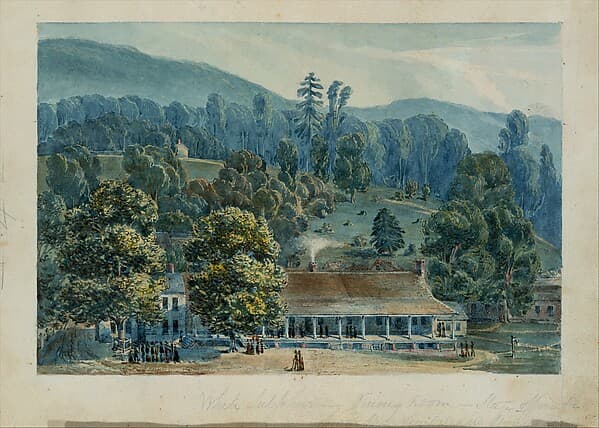 Dining Room and Stage Offices at White Sulphur Springs, by John Hazelhurst Boneval Latrobe