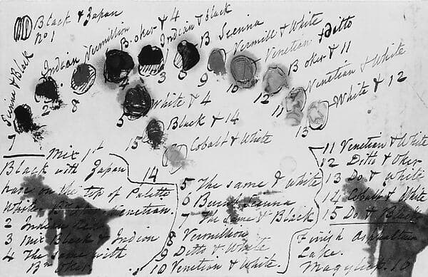 Diagram of the Colors Used to Paint the Portrait of Queen Victoria, by Thomas Sully