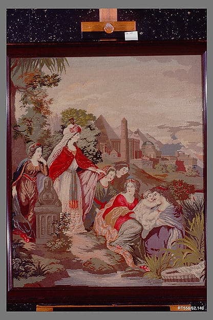 Needlework Picture: “The Finding of Moses in the River Nile”, by Mary Ann Parks Hammond
