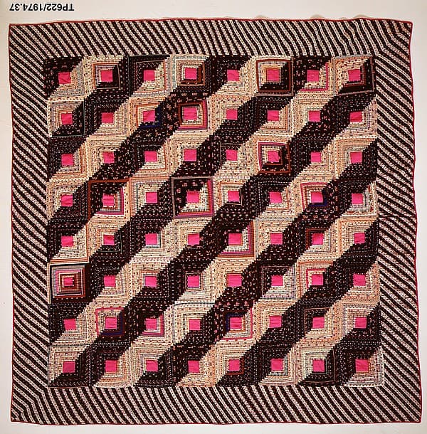 Quilt, Log Cabin pattern, Straight Furrow variation