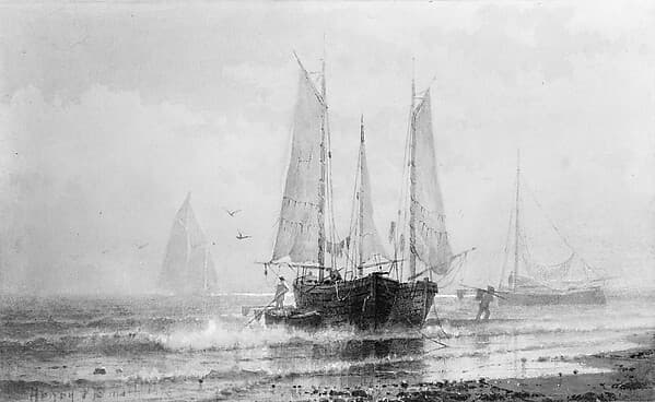 Seascape—Fishing Boats by the Shore, by Henry Pember Smith