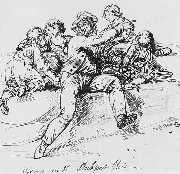 Group on the Stockport Road, by Mather Brown
