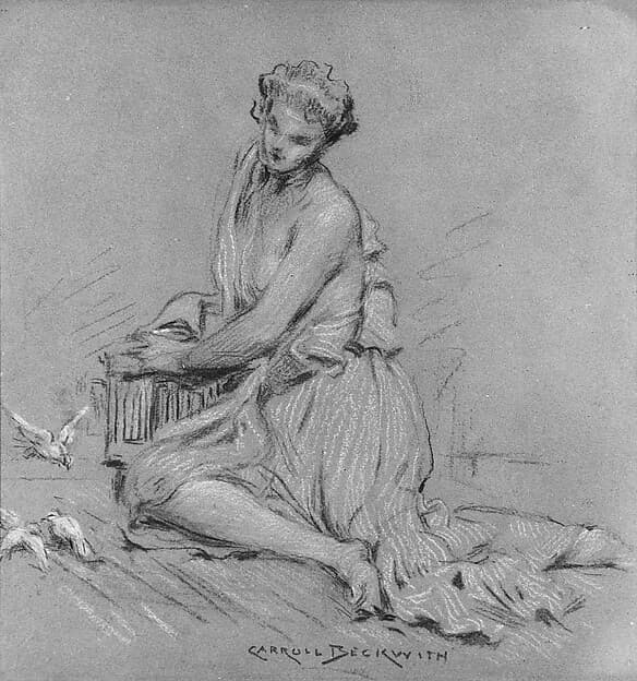 Seated Woman with Birds, by J. Carroll Beckwith