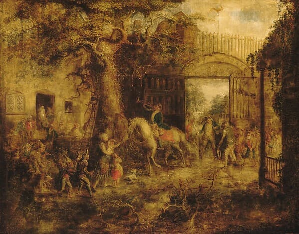 The Vigilant Stuyvesant's Wall Street Gate, by John Quidor