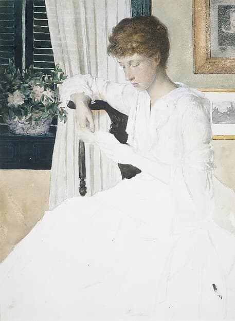 Anna Dwight Weir Reading a Letter, by Julian Alden Weir