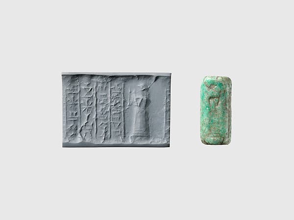 Cylinder seal and modern impression: suppliant goddess
