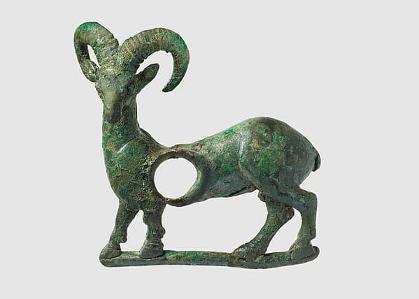 Horse bit cheekpiece in form of a mouflon