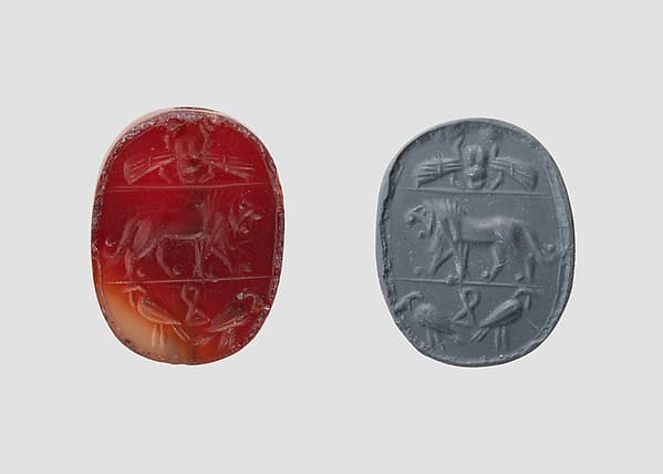 Stamp seal (scaraboid) with animals