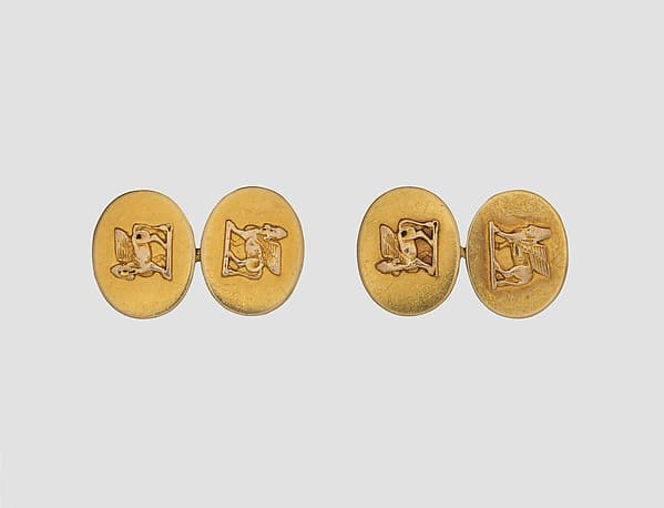 Cufflinks with Assyrian human-headed winged bulls