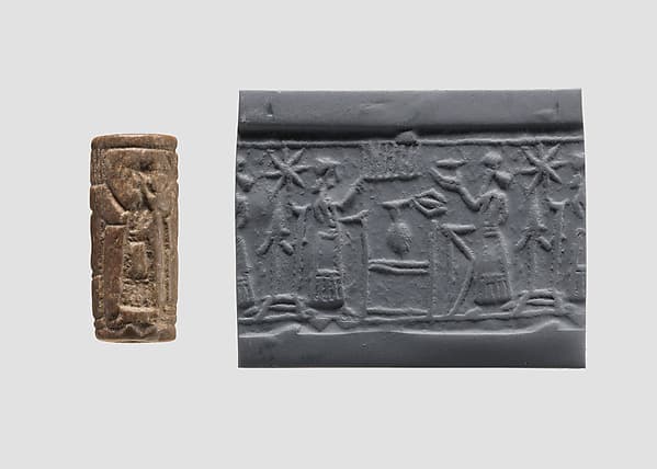 Cylinder seal with cultic banquet scene