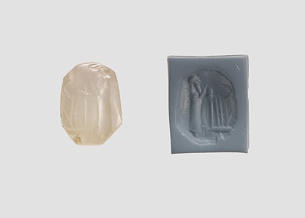 Stamp seal (octagonal pyramid) with cultic scene