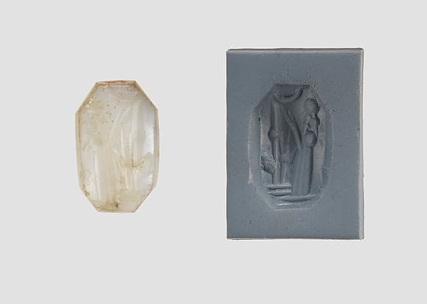 Stamp seal (octagonal pyramid) with cultic scene