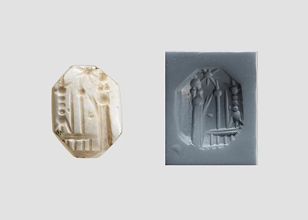 Stamp seal (octagonal pyramid) with cultic scene