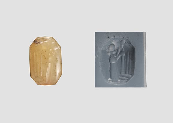 Stamp seal (octagonal pyramid) with cultic scene