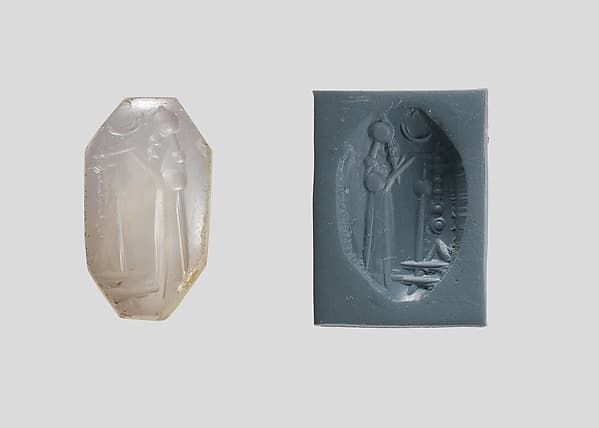 Stamp seal (octagonal pyramid) with cultic scene