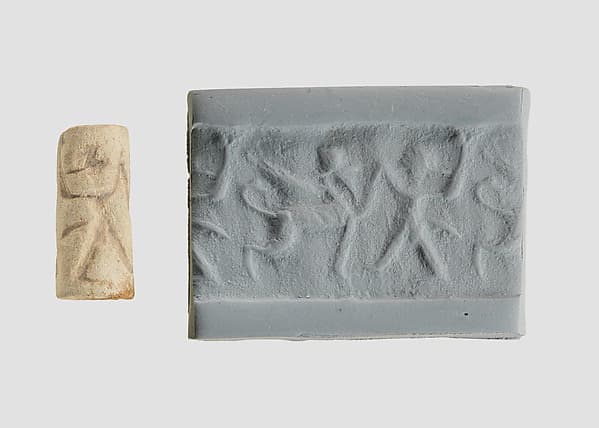 Cylinder seal with two-figure contest scene