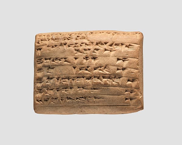 Cuneiform tablet: account of commodity disbursements to prebendaries, Ebabbar archive