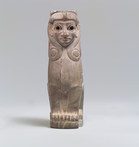 Furniture support: female sphinx with Hathor-style curls