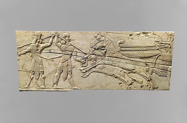 Panel fragments with hunting scenes