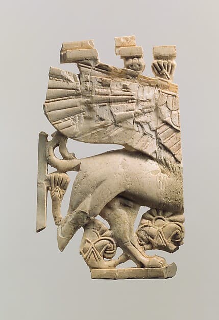 Openwork furniture plaque with sphinx