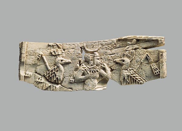 Cloisonne furniture plaques with the child Horus and vultures