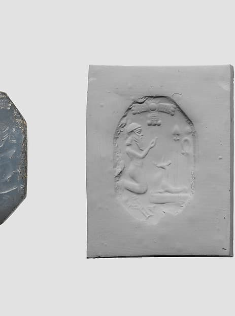 Stamp seal (octagonal pyramid) with cultic scene