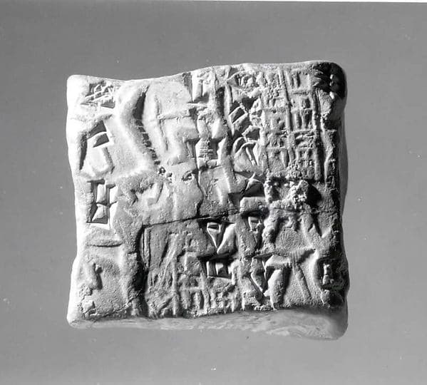 Cuneiform tablet case impressed with cylinder seal, for cuneiform tablet 57.16.8a: receipt of sheep