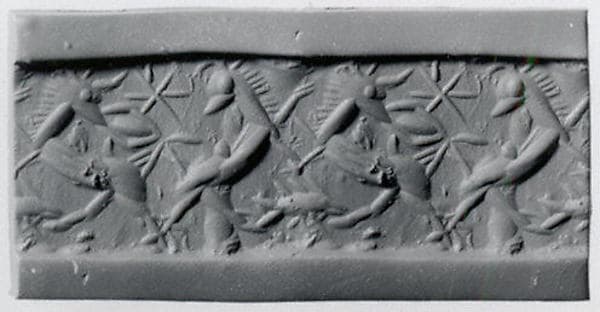 Cylinder seal with monster contest scene